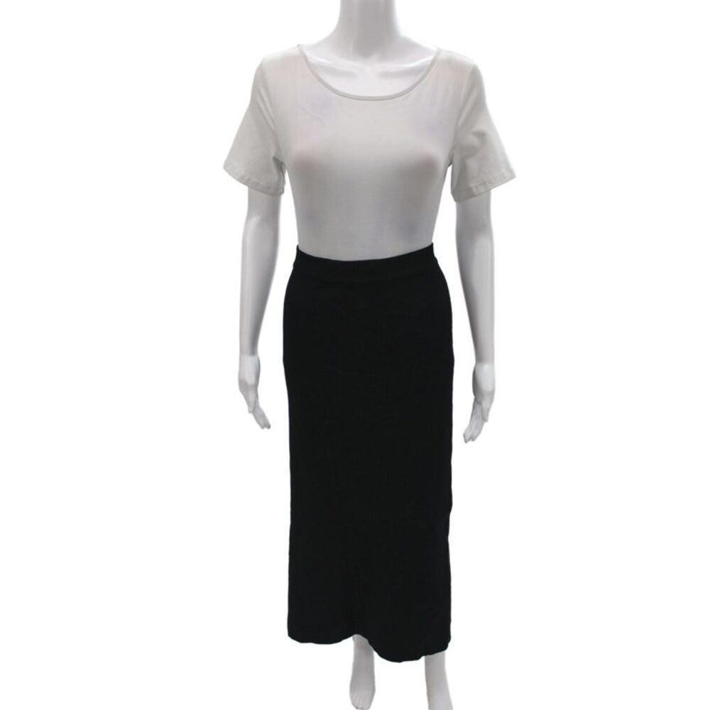 Eileen Fisher Women Straight Pencil Skirt Black Midi Size L